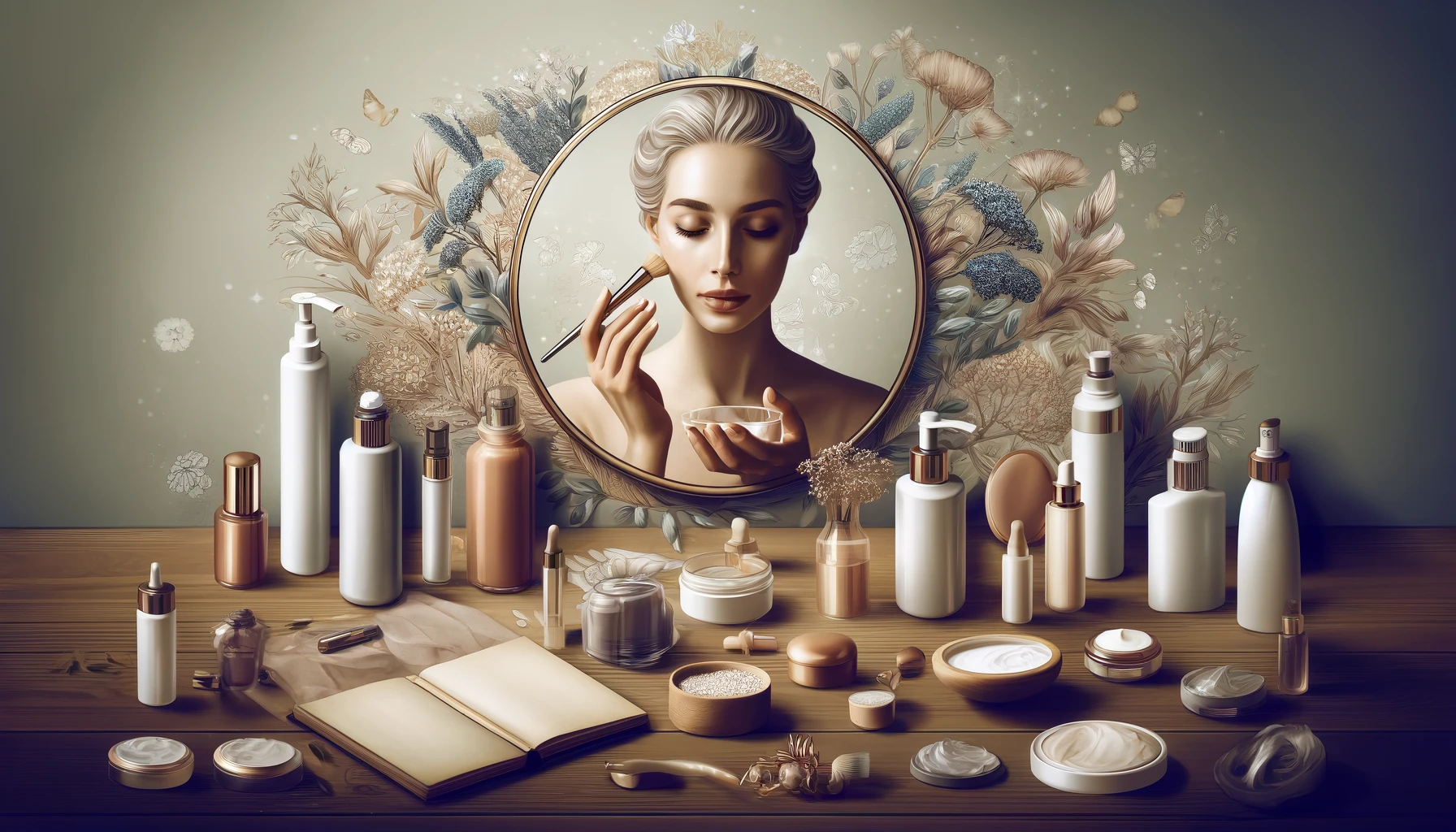 a woman in process of her beauty routine